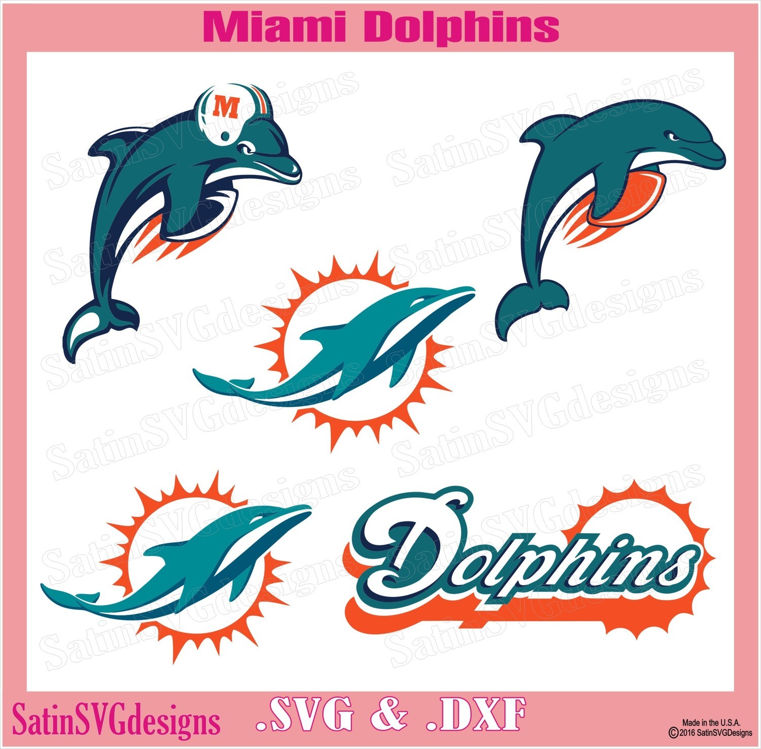 Miami Dolphins Set Design SVG Files, Cricut, Silhouette Studio, Digital Cut Files