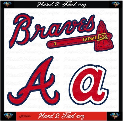 Atlanta Braves Baseball Set Design SVG Files, Cricut, Silhouette Studio, Digital Cut Files