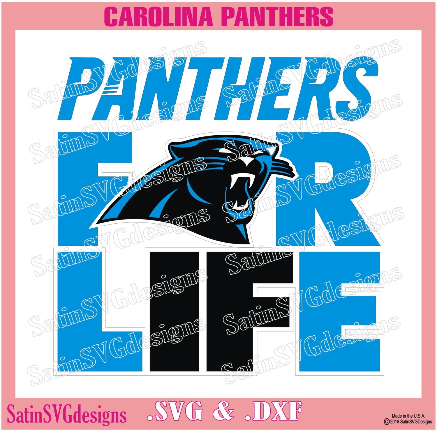 Carolina Panthers For Life Design SVG Files, Cricut, Silhouette Studio,  Digital Cut Files