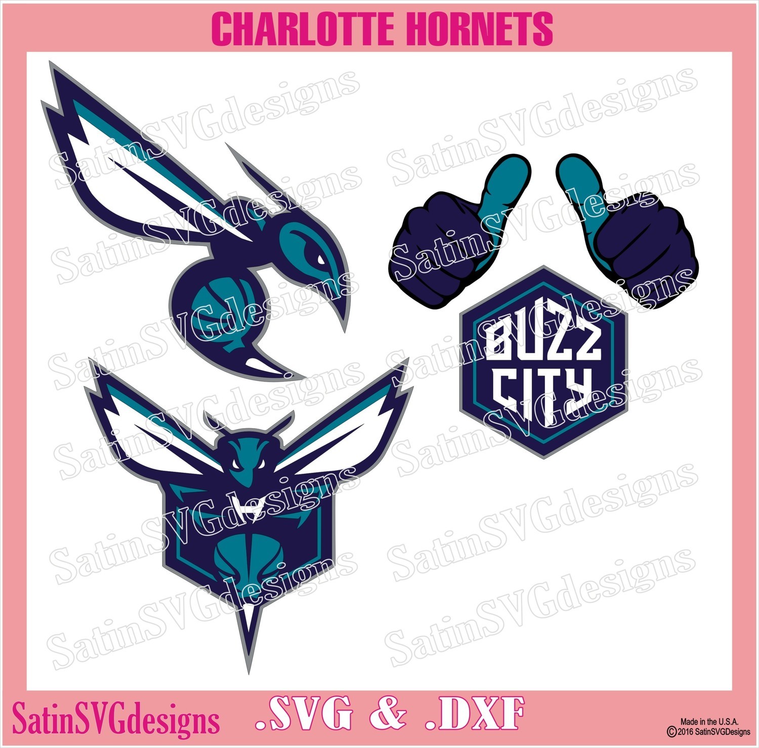 Charlotte Hornets Buzz Design SVG Files, Cricut, Silhouette Studio, Digital Cut Files