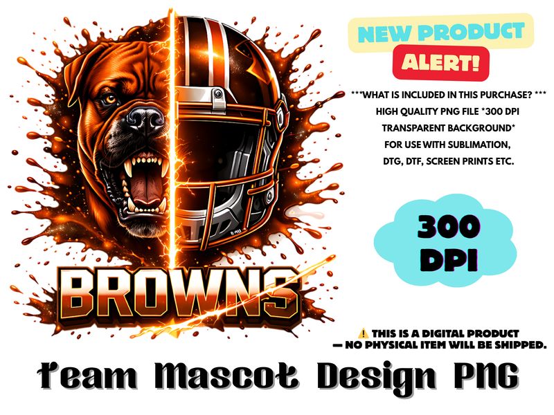 Football Team Browns Sublimation Design PNG - Football Mascot Graffiti Design PNG - Football Team Mascot Shirt PNG Waterslides