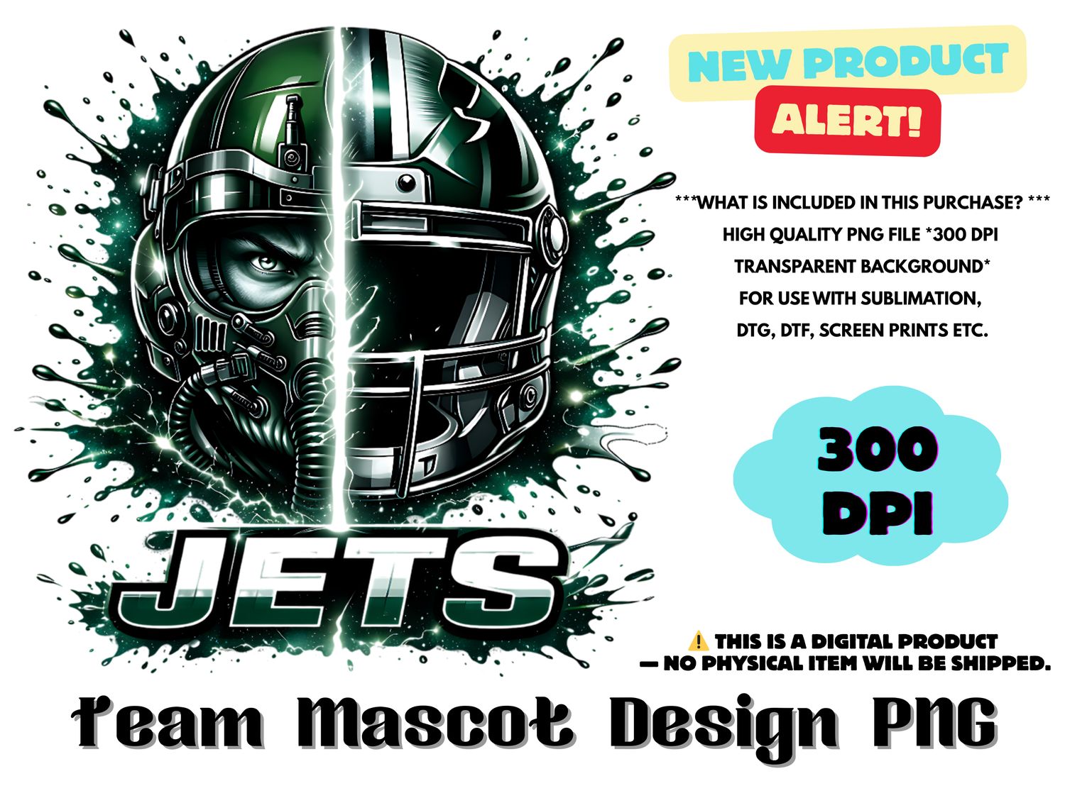 Football Team Jets Sublimation Design PNG - Football Mascot Graffiti Design PNG - Football Team Mascot Shirt PNG Waterslides