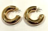 Blossom Chunky Gold Hoop Earrings, Small Gold Hoop Earrings for Women Gold Dipped Thick Open Hoops Lightweight