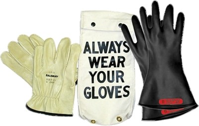 GK011B Glove Kit, Class 0 Includes Black  11” Gloves, Leather Protectors and Glove Bag