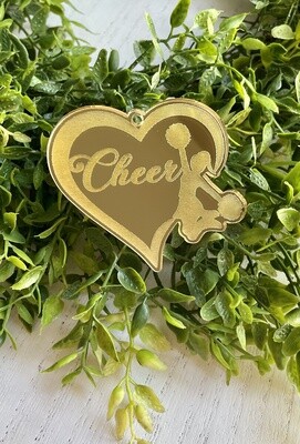 Acrylic Cheer Heart w/ Cheer & Cheerleader