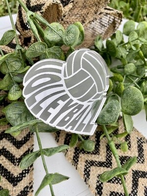 Acrylic Volleyball Heart With word Volleyball and a Volleyball