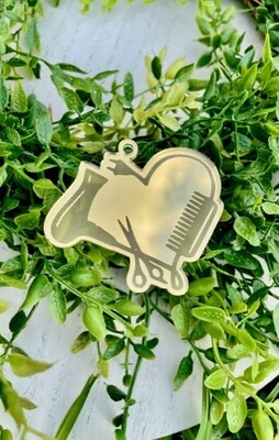 Acrylic Cosmetology Heart w/Hairdryer/Comb/Scissors