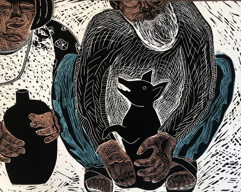 Maria Martinez, Francisco Toledo with Xoloitzcuintle