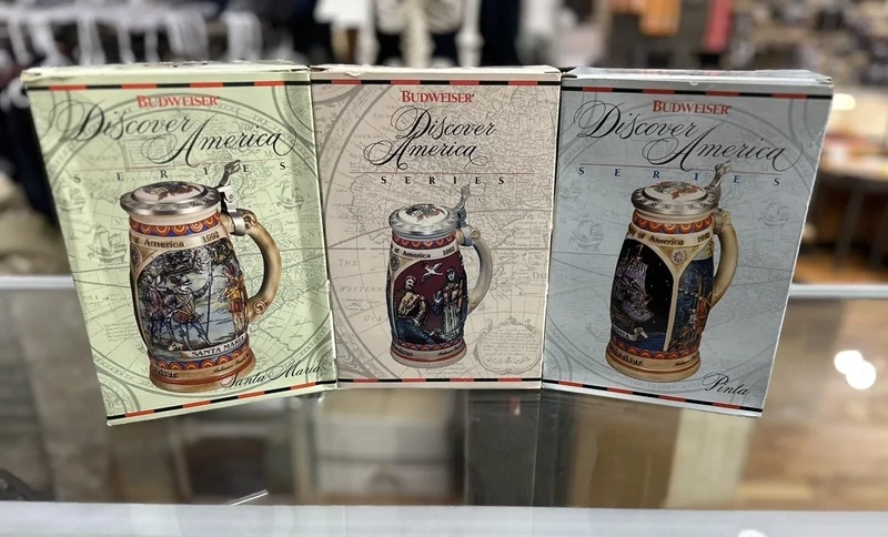 Budweiser Discover America Nina, Pinta, Santa Maria 1992 Beer Stein Set Of 3