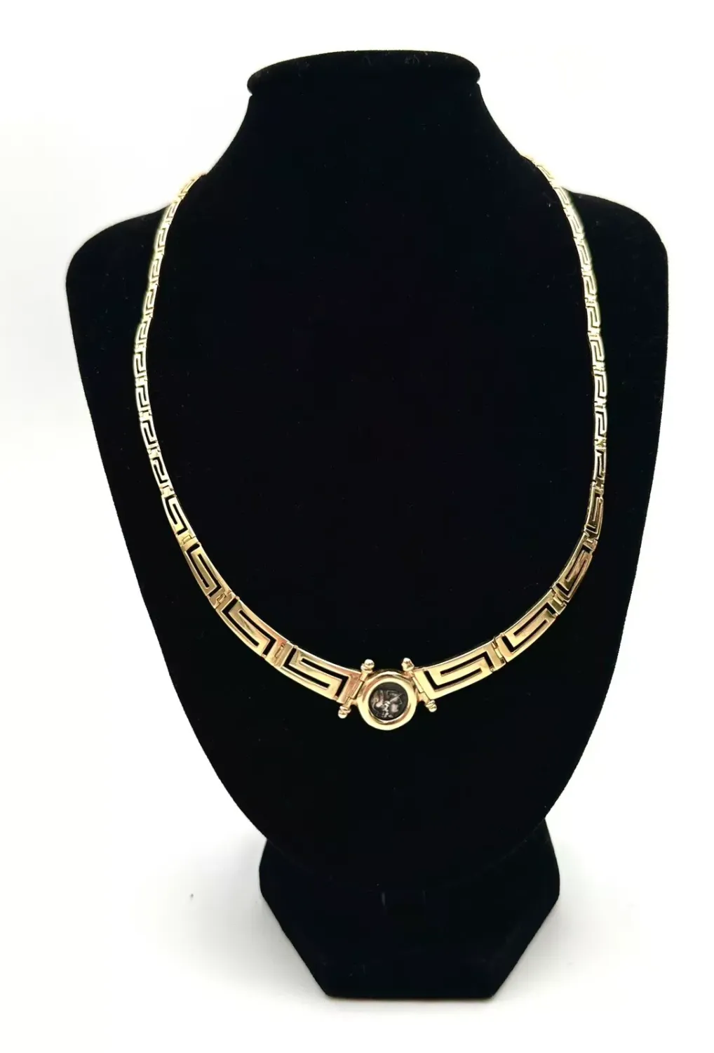 Vintage 14kyg Greek key tapered collar necklace