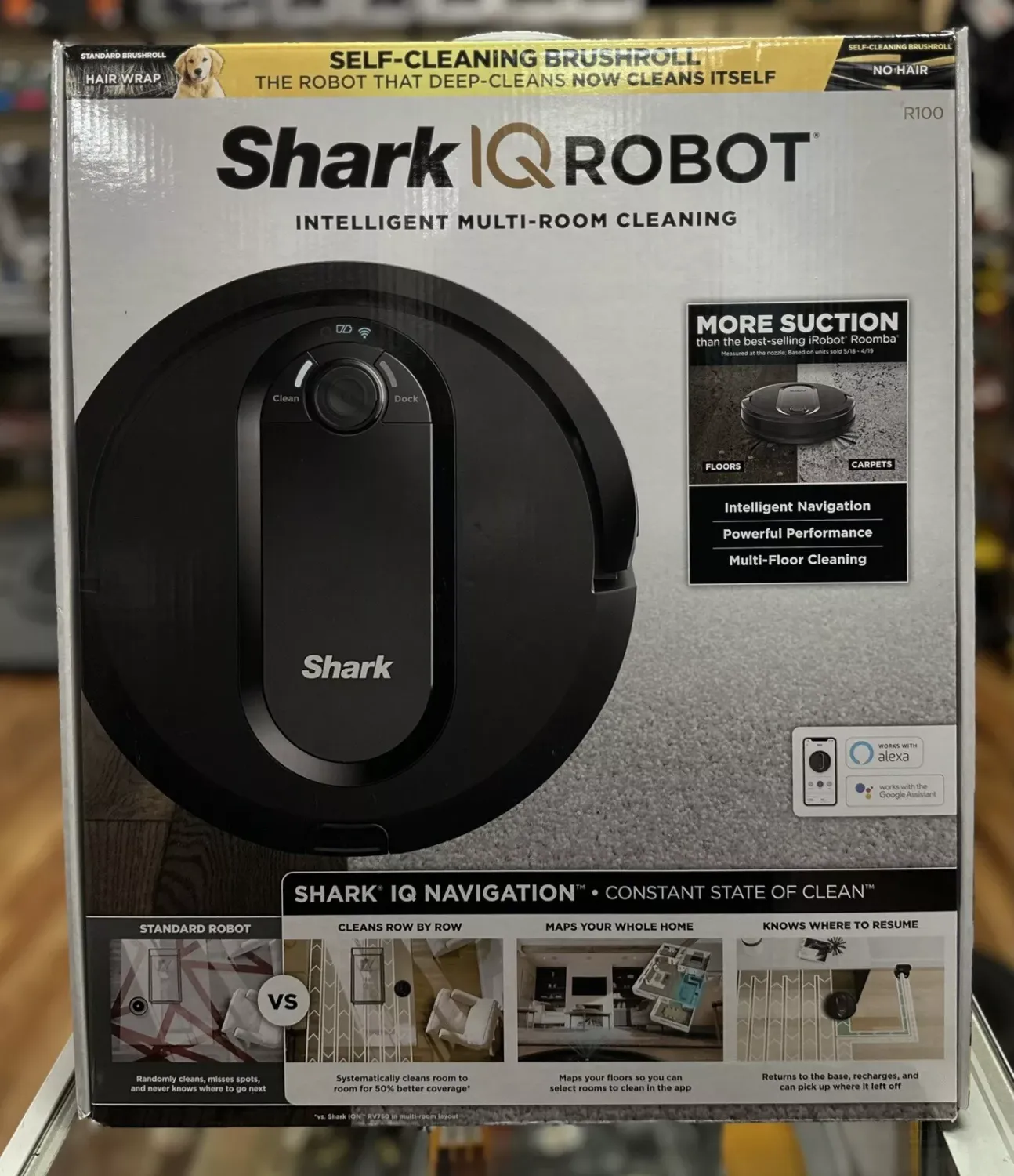 Shark IQ Robot Vacuum R100 Wi-Fi Connected, Intelligent Multi-Room Cleaning