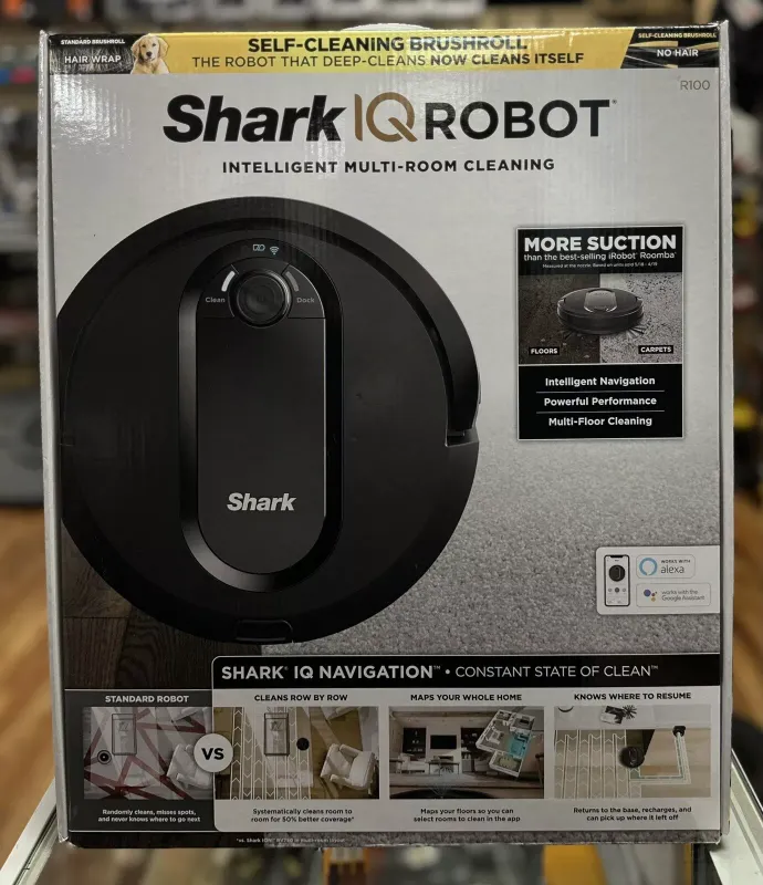 Shark IQ Robot Vacuum R100 Wi-Fi Connected, Intelligent Multi-Room Cleaning