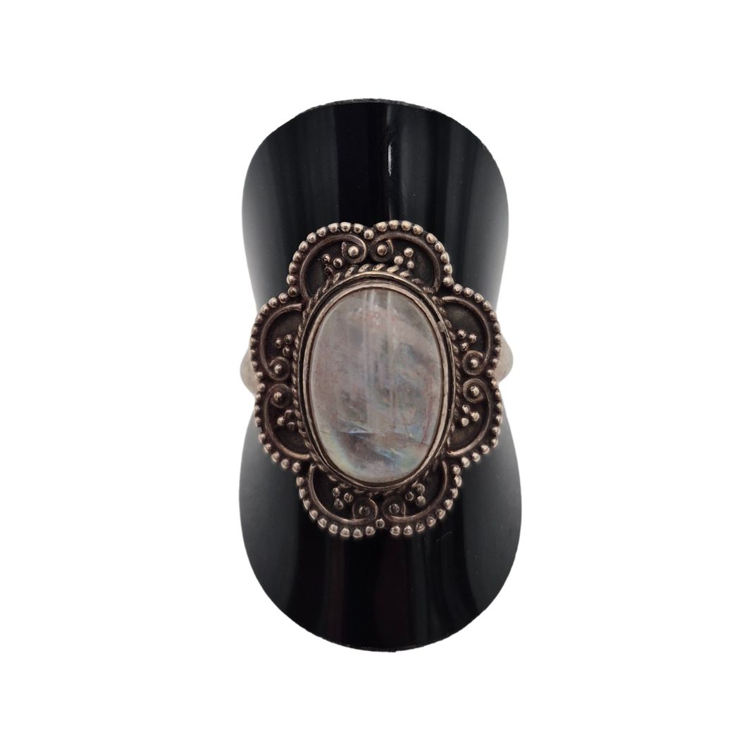 Sterling Silver Oval Cabochon Moonstone Ring