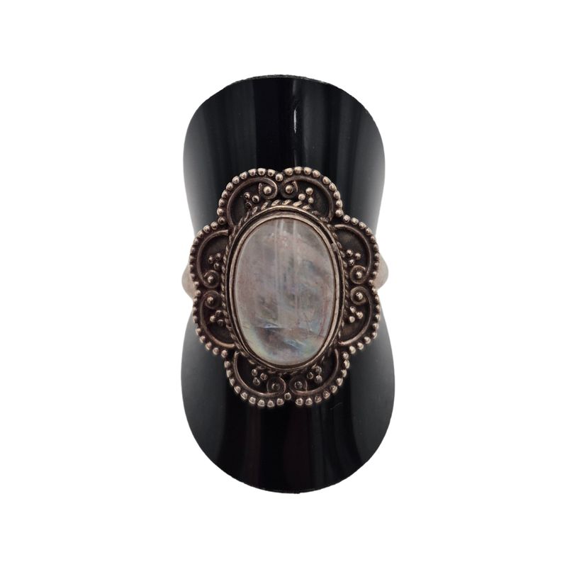 Sterling Silver Oval Cabochon Moonstone Ring