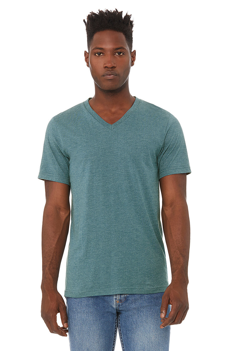 UNISEX HEATHER CVC V-NECK TEE