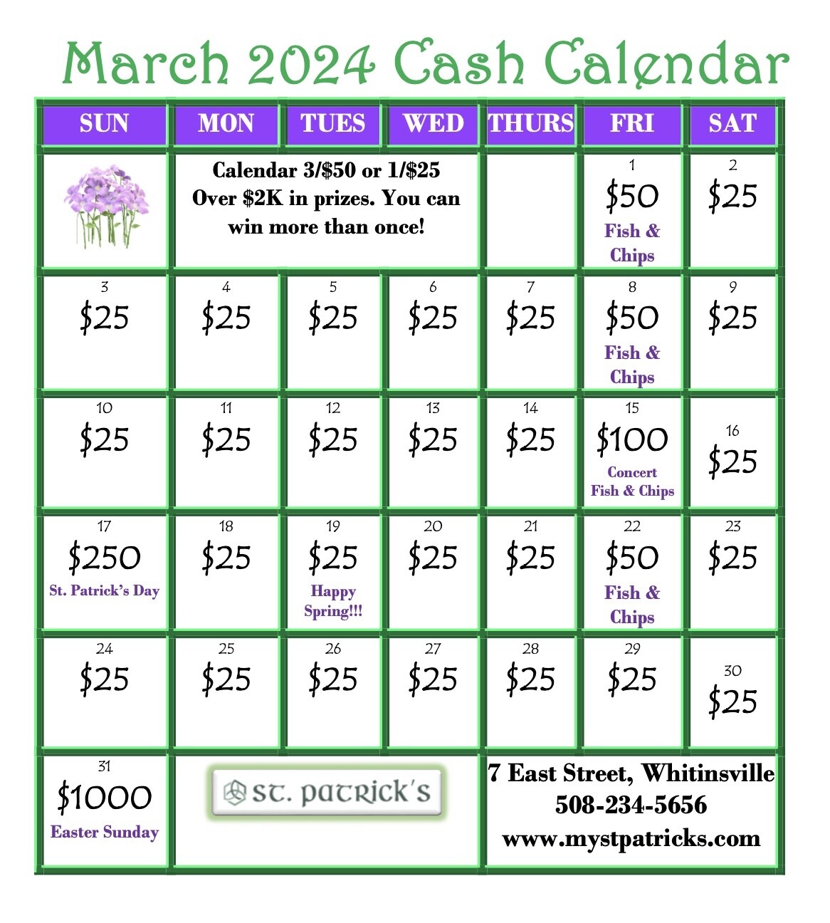 March 2024 Cash Calendar