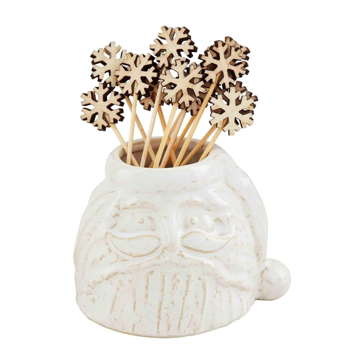 White Santa Toothpick Caddy Set White Santa Toothpick Caddy Set