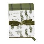 Peace Towel Set; White and Green; Two