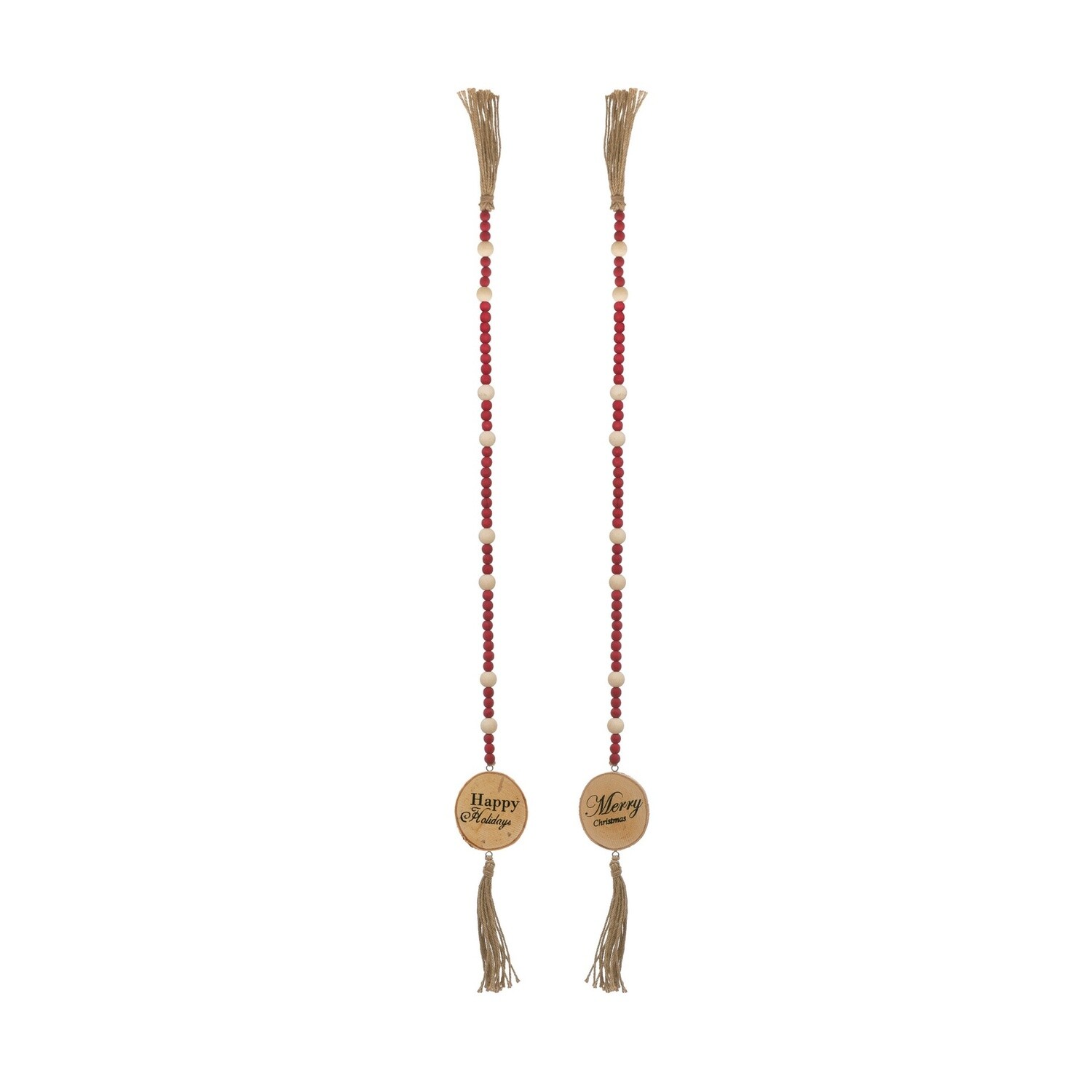 Wood Bead Garland W/Tassels, Varying Styles Wood Bead Garland W/Tassels, Varying Styles