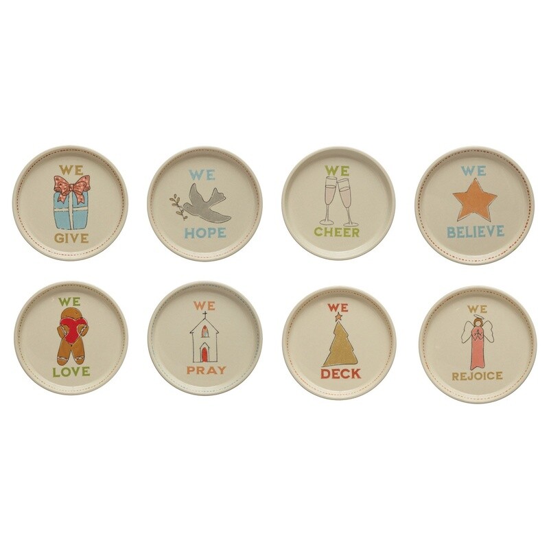 Stoneware Holiday Plates; 8 Varying Styles