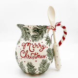 Merry Christmas Pine Bough Pitcher w/Spoon