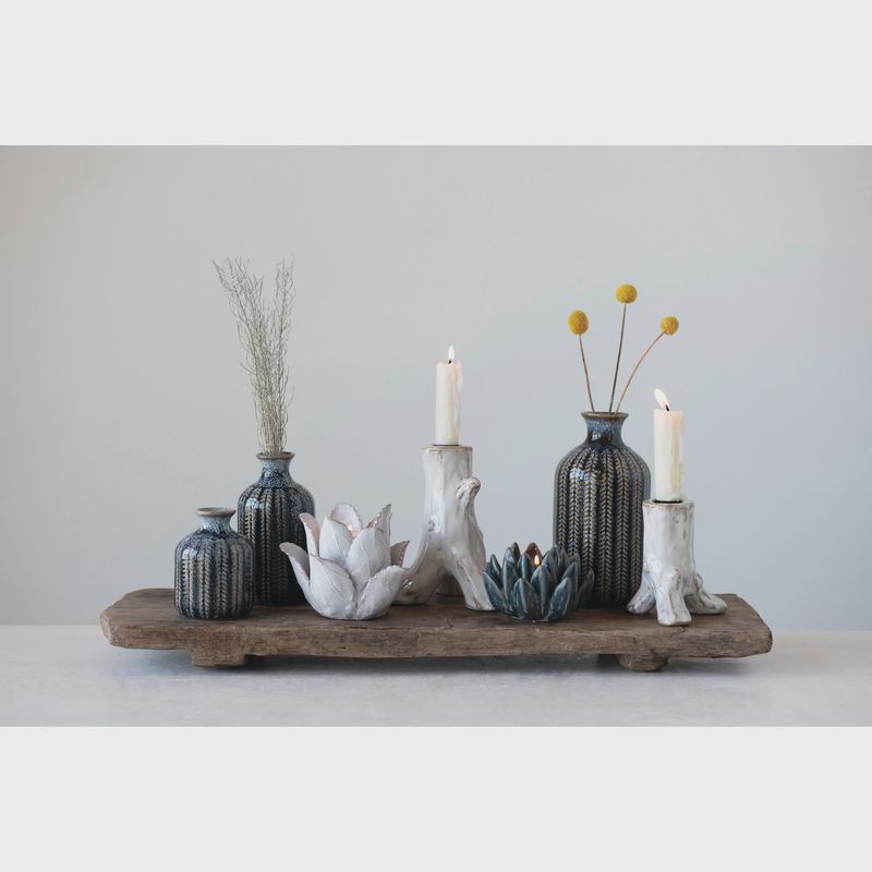 Handmade Terracotta Flower Tealight Holder