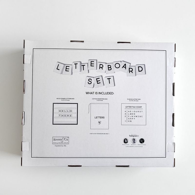 15x13x1.5 letterboard kit, white, black