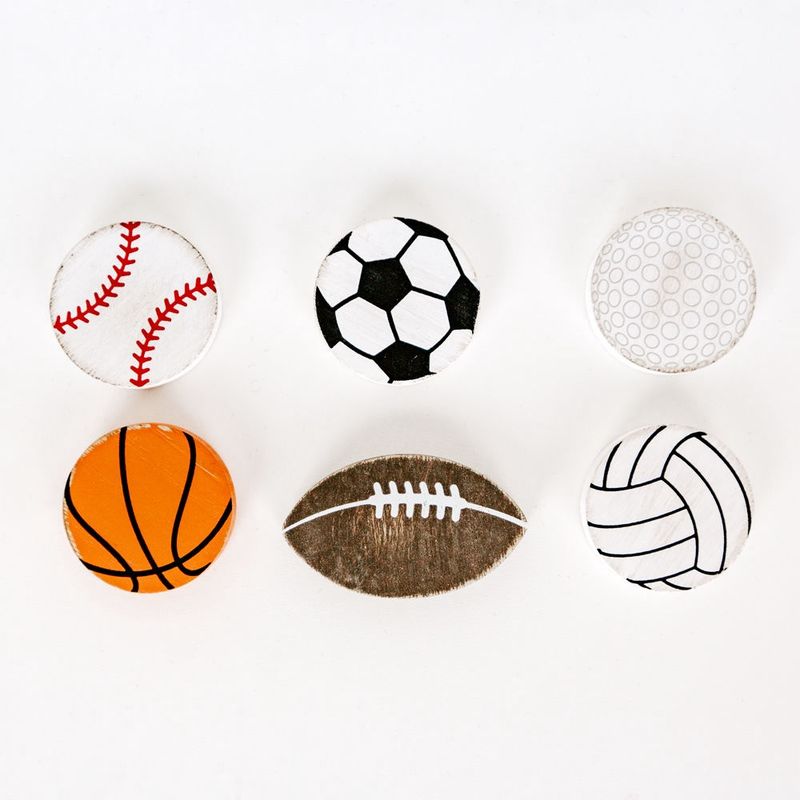 3x2x.25 wood shapes set of six (SPORTS) multicolor
