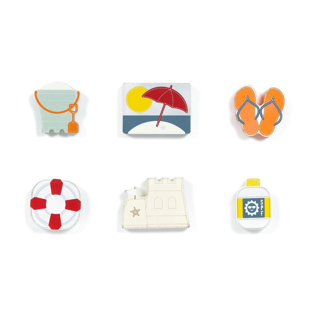 3x2x.25 wood shapes set of six (BEACH) multicolor