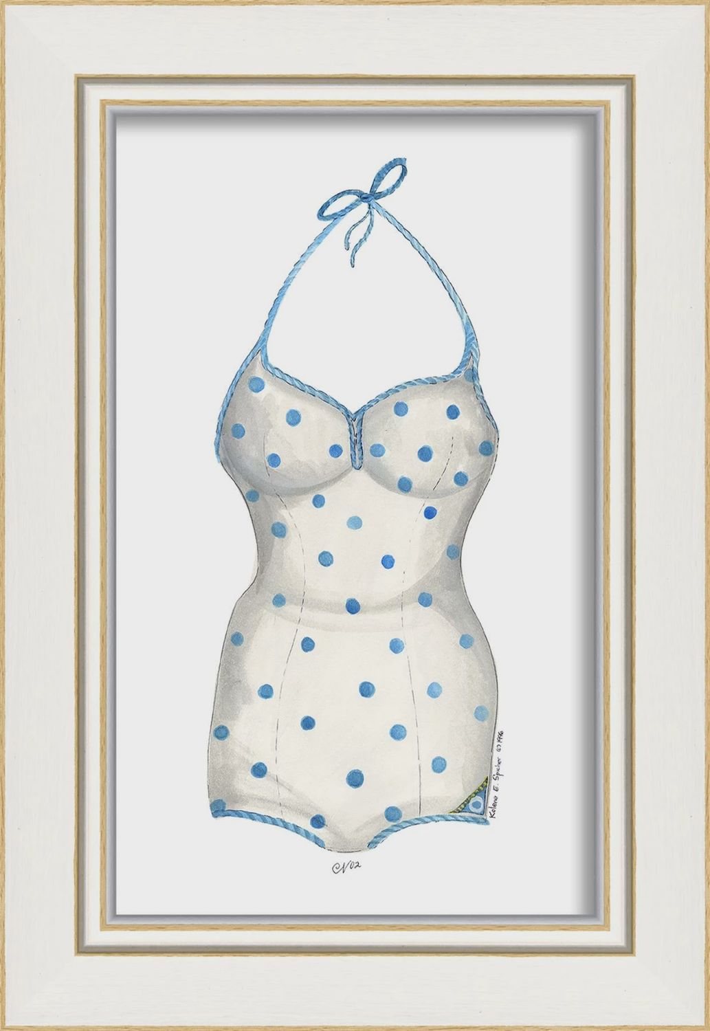 KI Swimsuit Blue Polkadot Art