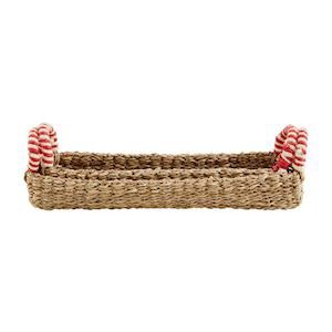 Red & White Handle Cracker Basket Set