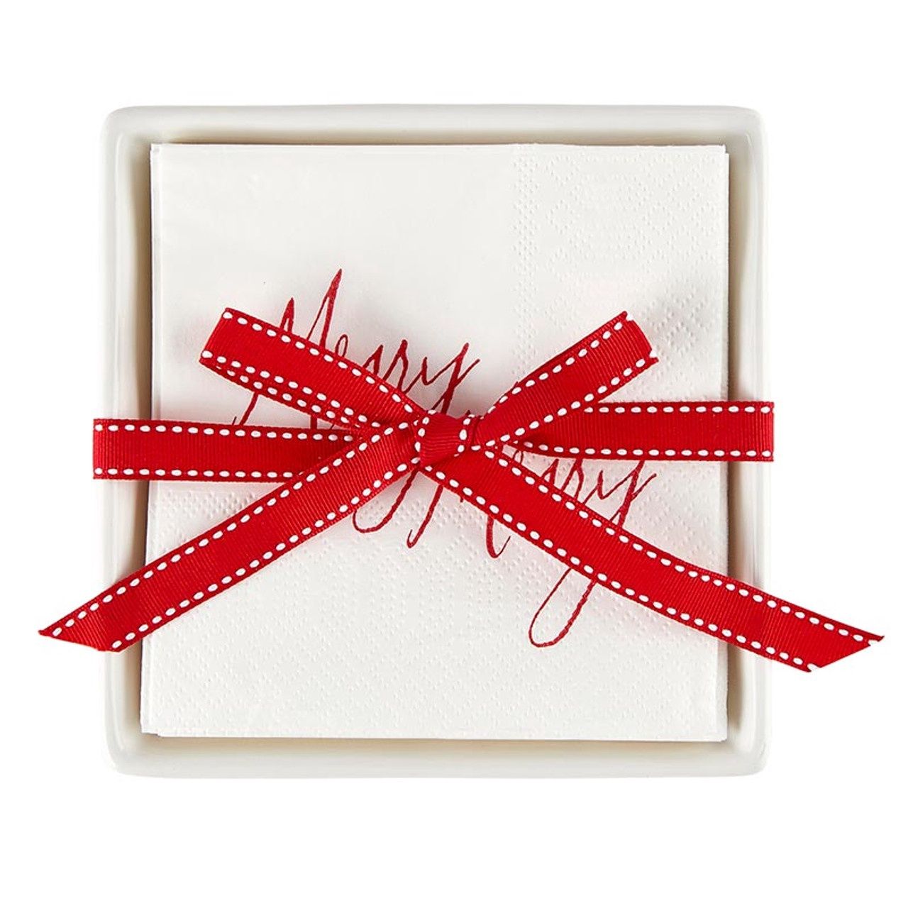 Face to Face Ceramic Napkin Tray + Napkins - Merry Merry Face to Face Ceramic Napkin Tray + Napkins - Merry Merry