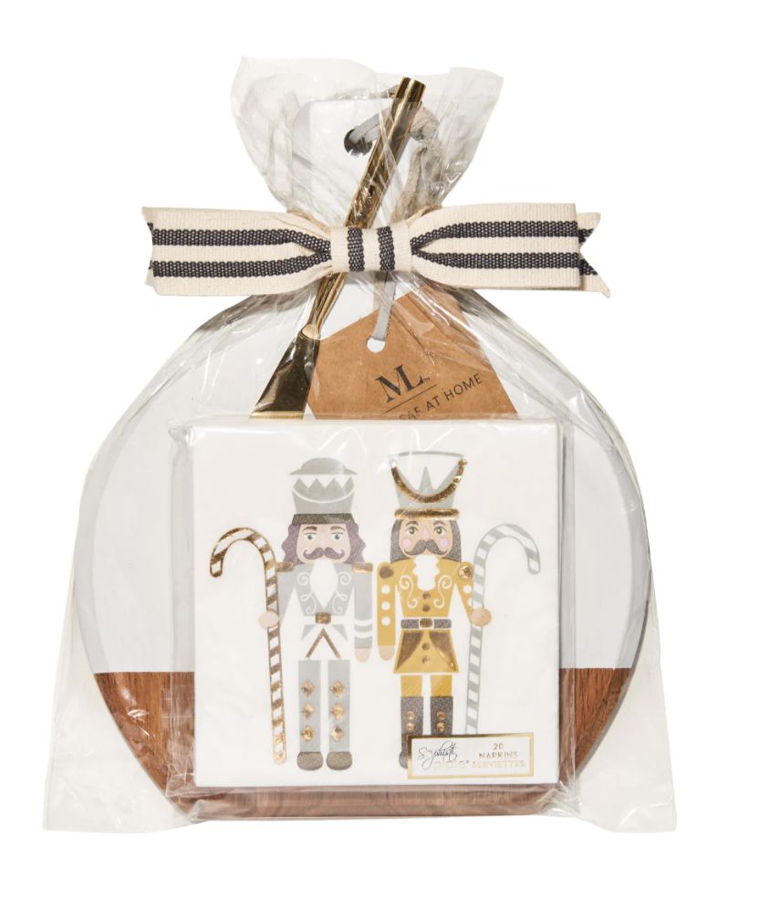 Wood Board + Napkin Gift Kit: Gilded Nutcracker
