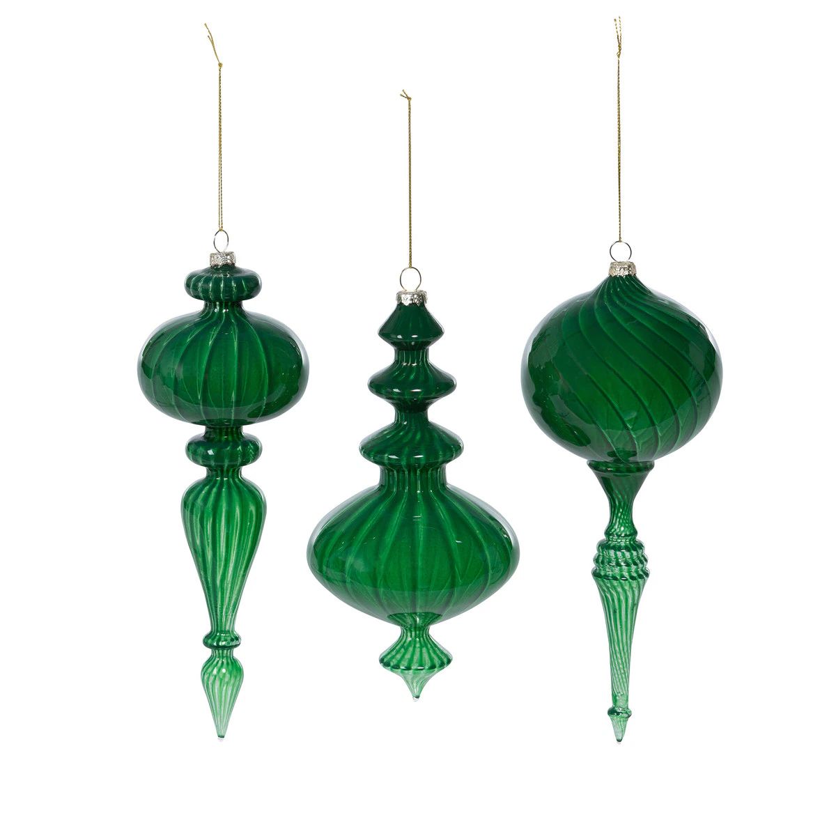 Luminous Green Glass Ornaments; Assorted Styles Luminous Green Glass Ornaments; Assorted Styles