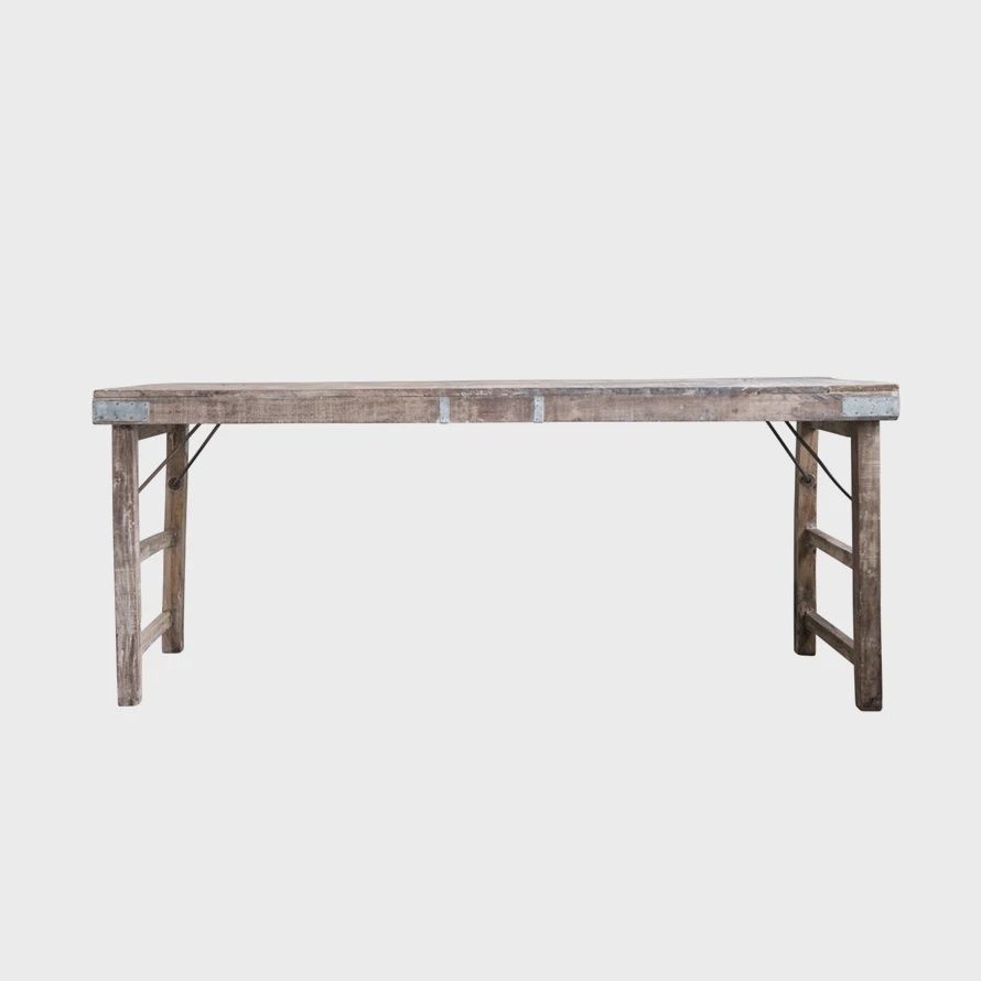 Reclaimed Wood Folding Table with Tin Patches; 68"