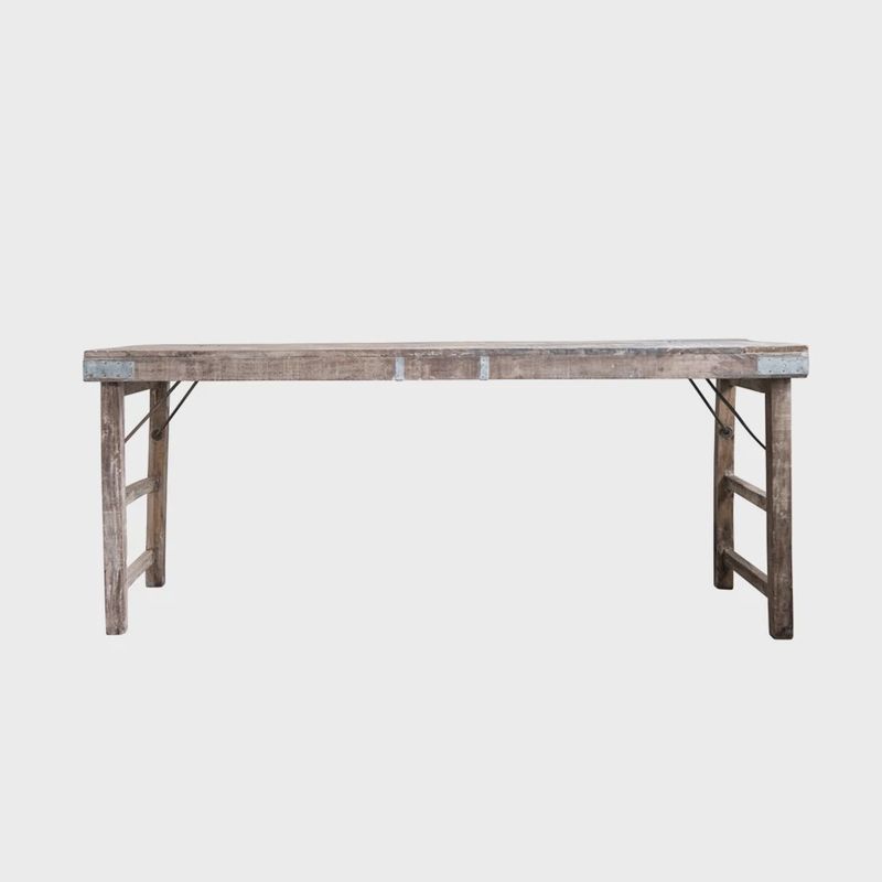 Reclaimed Wood Folding Table with Tin Patches; 68"