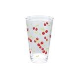 10 oz. Drinking Glass with Cherry Decal, Red & Green