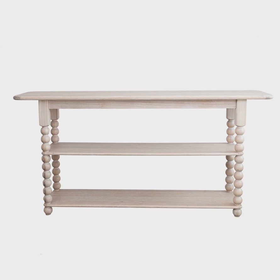Console Table with 2 Shelves & Turned Legs
