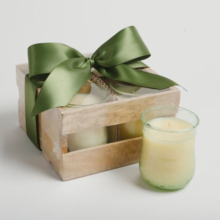Noble Fir - Fall Set of 4 Votives in Wooden Crate Noble Fir - Fall Set of 4 Votives in Wooden Crate