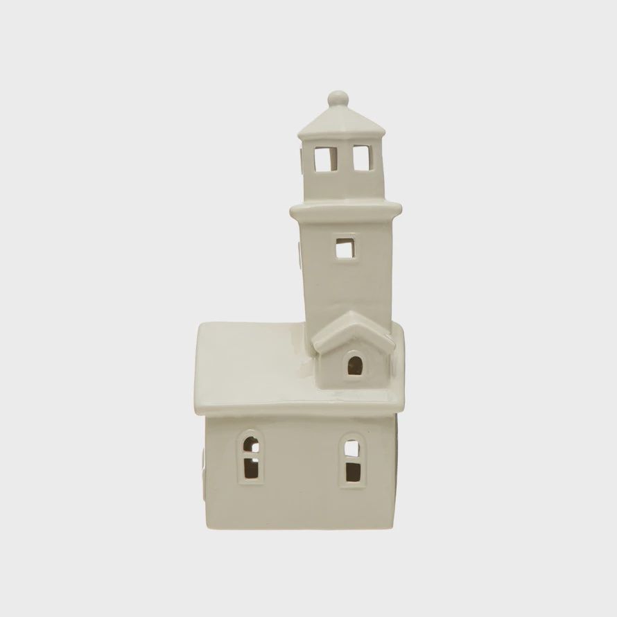 Stoneware Lighthouse w/ LED Light