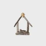 Handmade Driftwood & Acacia Wood Baby Jesus in Manger