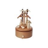Wood Wind-Up Nativity Music Box