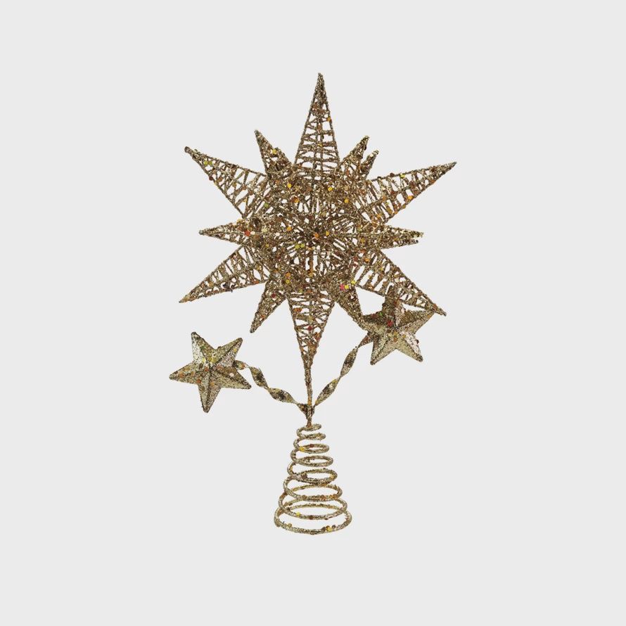 Metal Star Tree Topper, Gold Glitter Finish