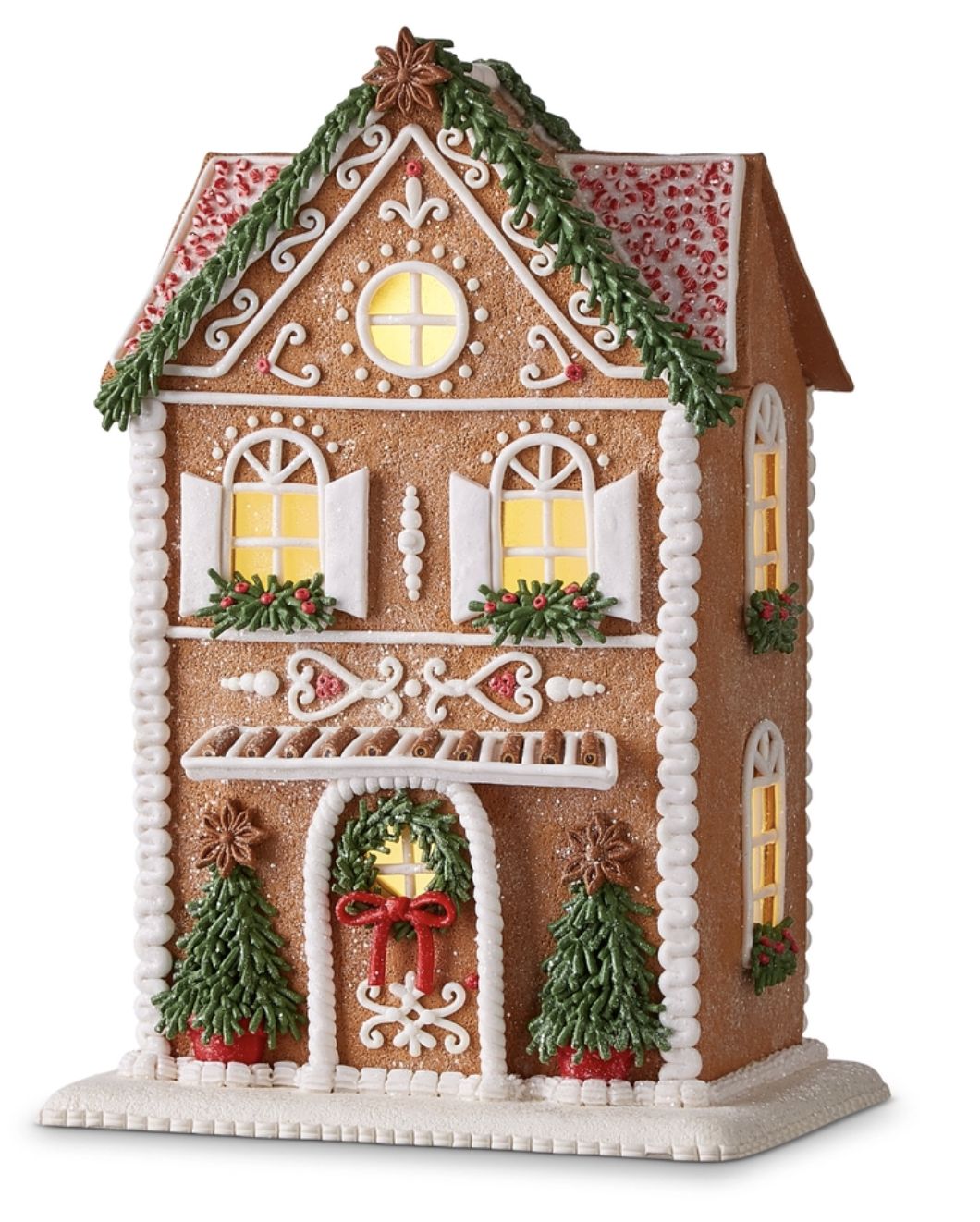 13" Lighted Gingerbread House with Trees