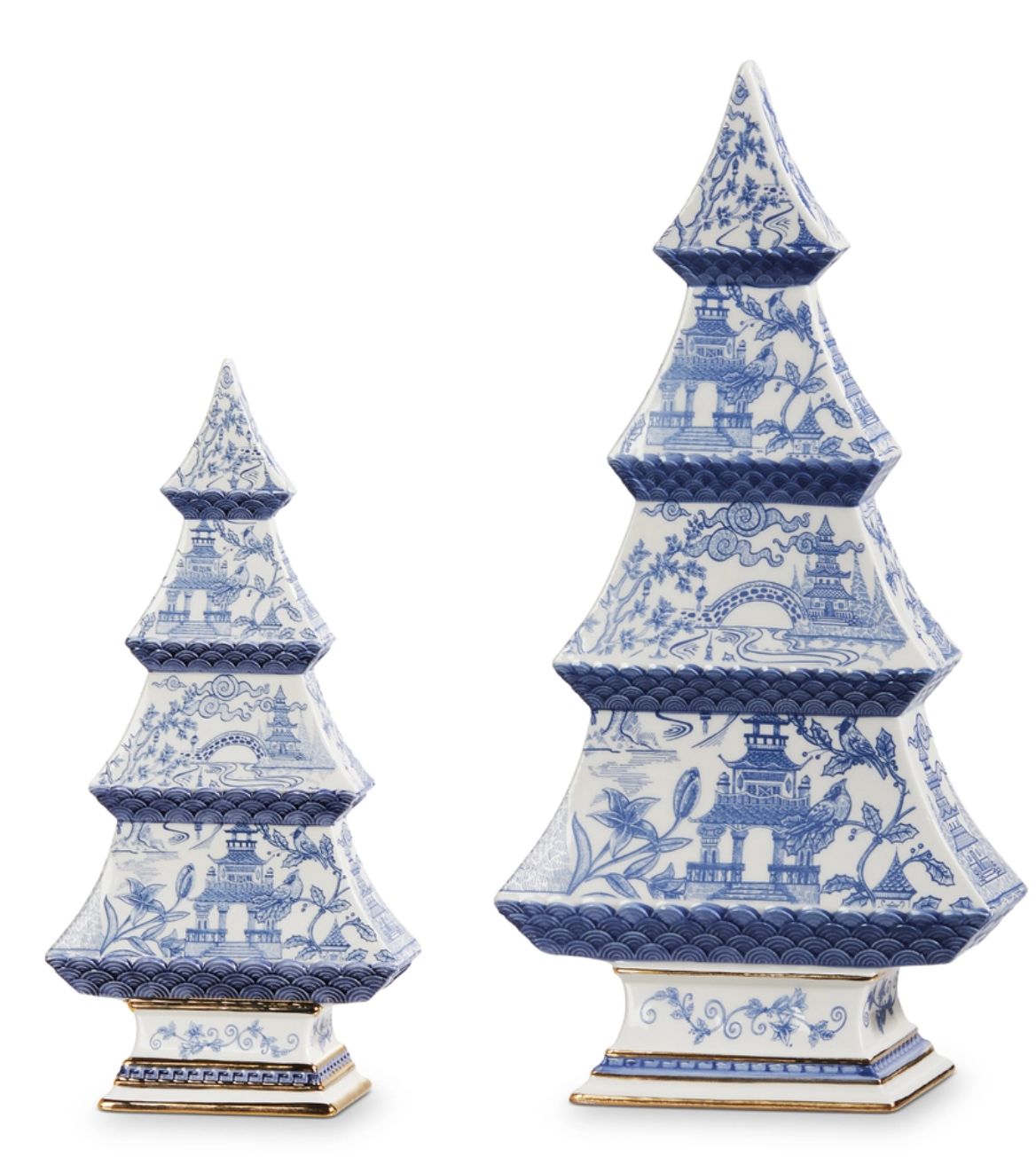 12.5" Blue Chinoiserie Trees