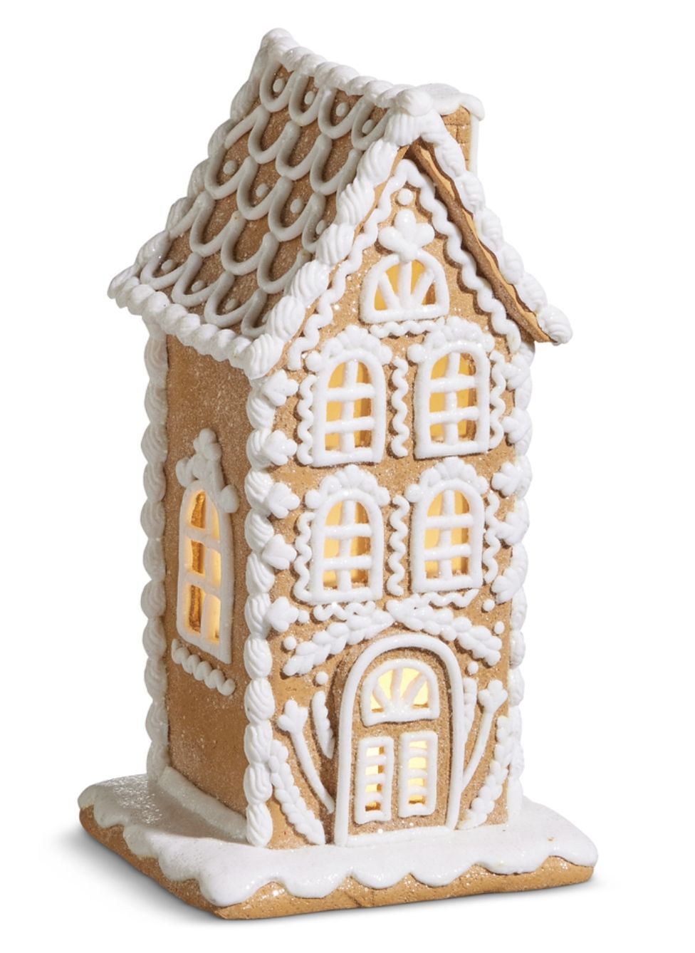 10" Lighted Gingerbread House, White