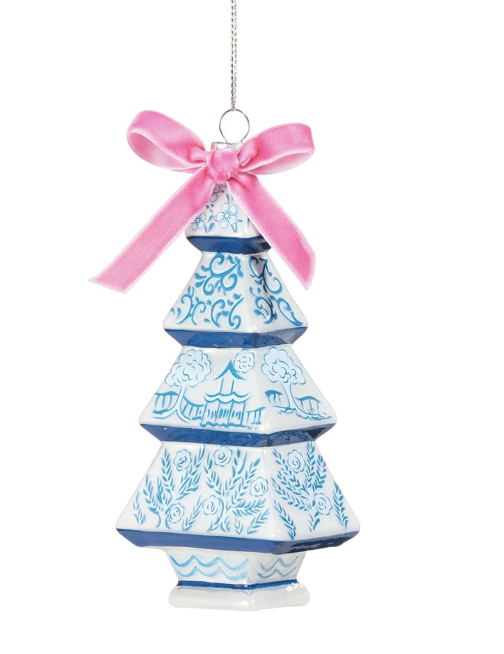 5.25" Chinoiserie Glass Tree Ornament