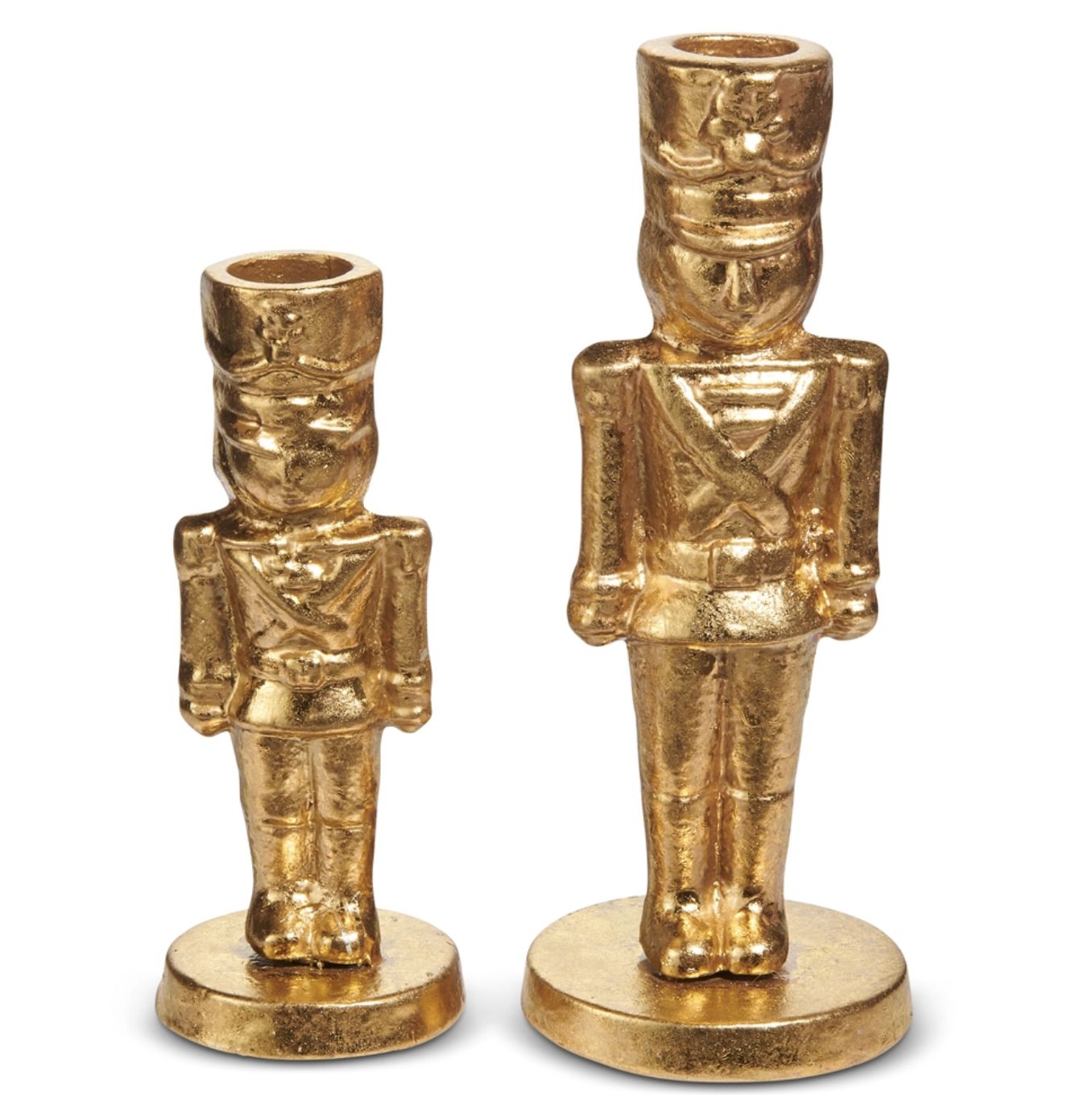 7" Gold Nutcracker Candlesticks