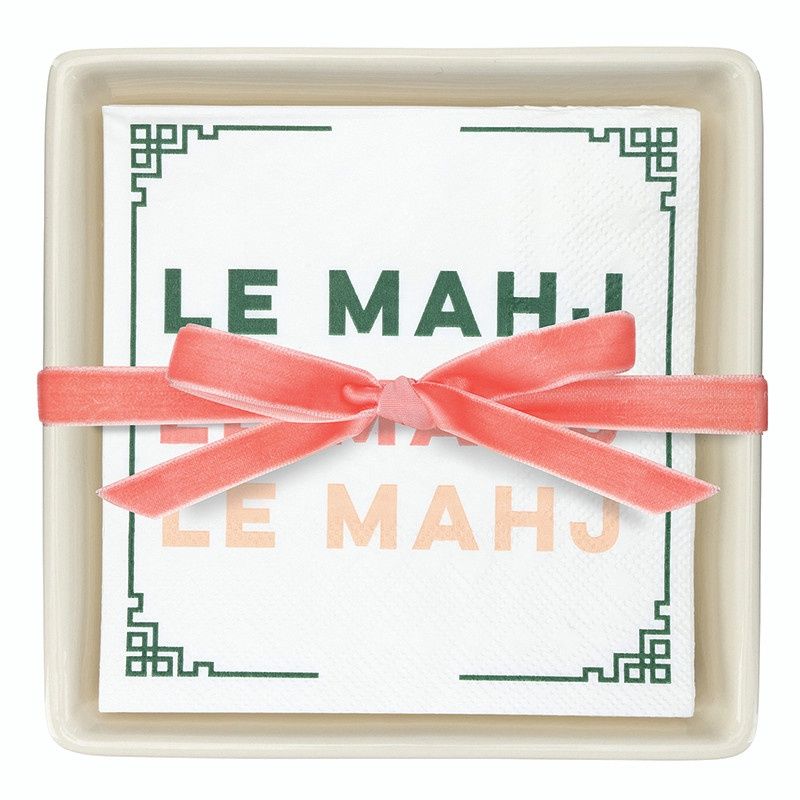 Ceramic Napkin Tray + Napkins - Le Mahj Ceramic Napkin Tray + Napkins - Le Mahj