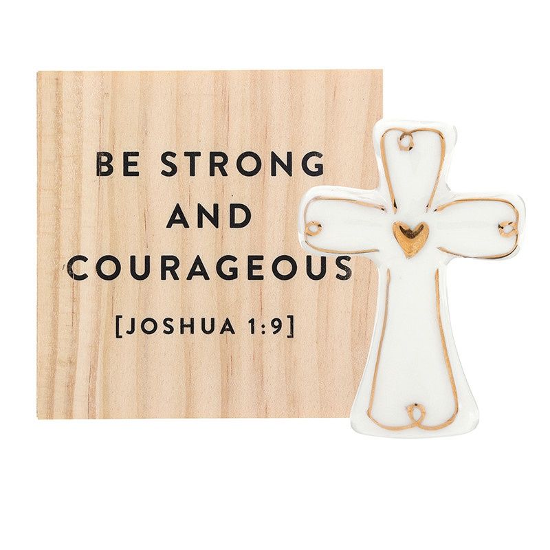 Ceramic Keepsake Figurine - Cross with Gold Lining